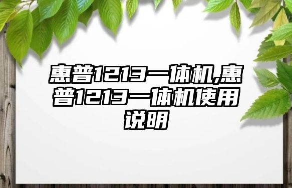 惠普1213一體機(jī),惠普1213一體機(jī)使用說(shuō)明