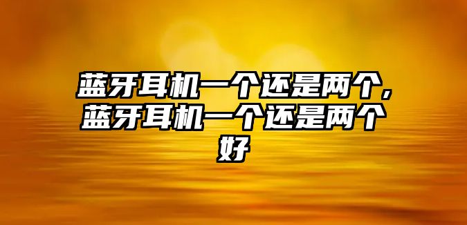 藍牙耳機一個還是兩個,藍牙耳機一個還是兩個好