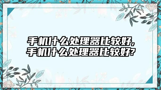 手機(jī)什么處理器比較好,手機(jī)什么處理器比較好?